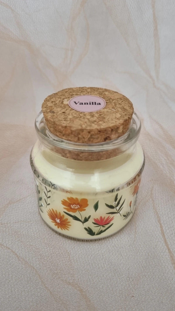 Pote florido com tampa de rolha- Vanilla